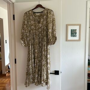 Daughters of India Kyra midi dress in olive- size medium
